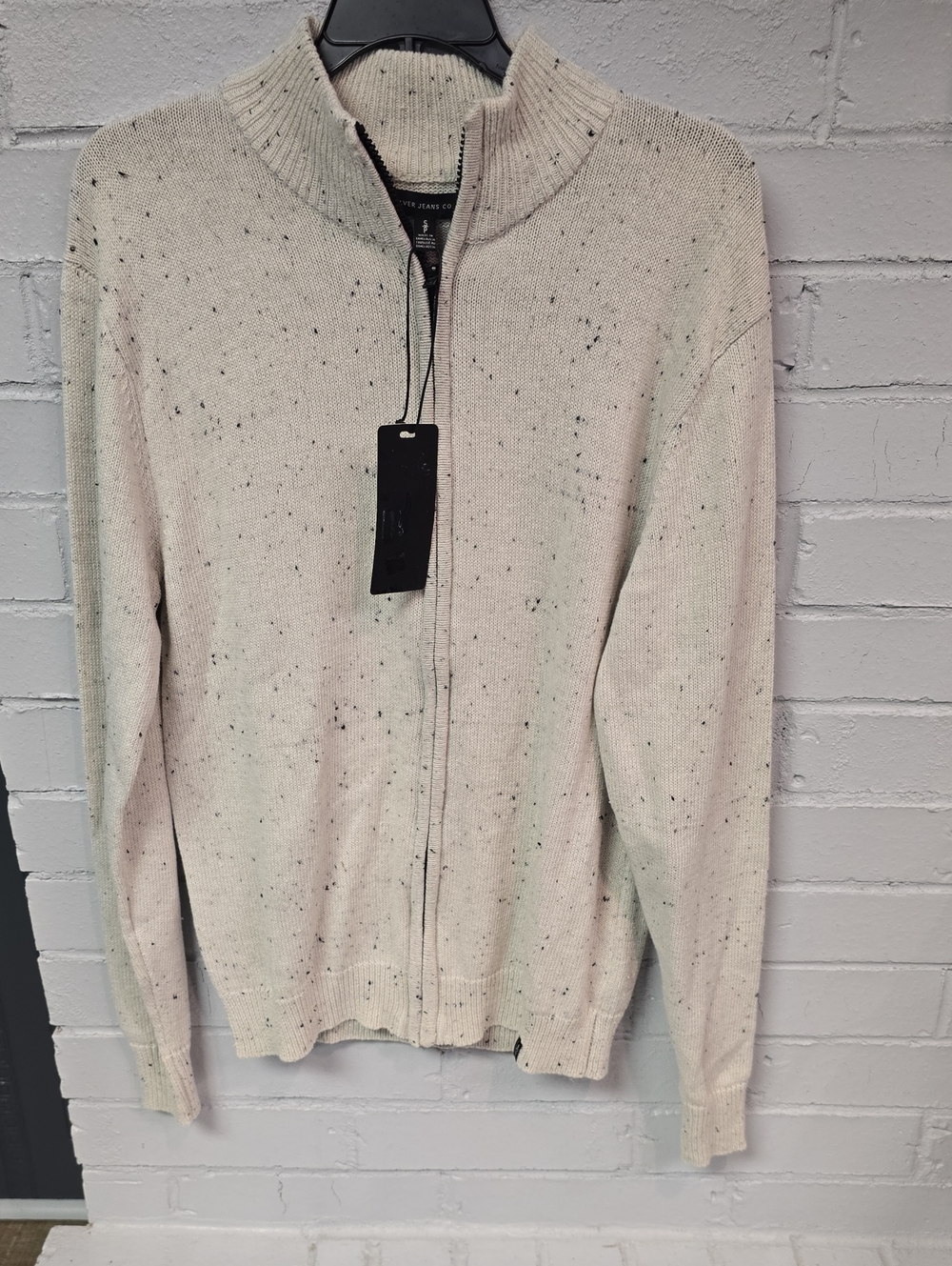 Men's Silver Jeans Co Cream Zip-Up Speckled Sweater. NWT. Size Small.